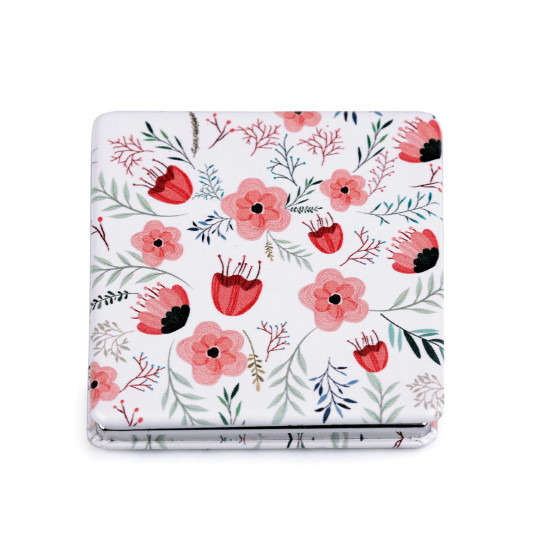 Cosmetic pocket mirror, flowers - Blue (1 Piece) Cosmetic pocket mirror, flowers - Blue (1 Piece)
