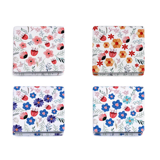 Cosmetic pocket mirror, flowers - Blue (1 Piece) Cosmetic pocket mirror, flowers - Blue (1 Piece)