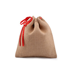 Bolsa de regalo con cinta 25x30 cm, yute, con lámina impermeable - Arpillera natural (1 Pieza)