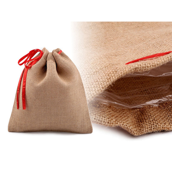 Bolsa de regalo con cinta 25x30 cm, yute, con lámina impermeable - Arpillera natural (1 Pieza) Bolsa de regalo con cinta 25x30 cm, yute, con lámina impermeable - Arpillera natural (1 Pieza)