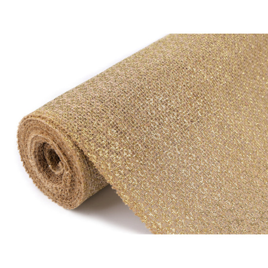 Naturalna juta z lureksem szerokość 30 cm - Płowy naturalny (5 Metry) Naturalna juta z lureksem szerokość 30 cm - Płowy naturalny (5 Metry)