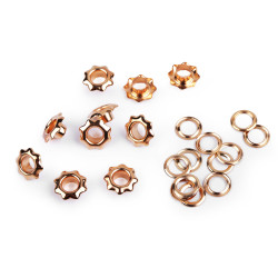 Eyelets / grommets with washer, inner ø5 mm / outer ø11 mm, flower - Pink gold (300 Pairs)