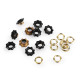 Eyelets / grommets with washer, inner ø5 mm / outer ø11 mm, flower - Nickel (300 Pairs) Eyelets / grommets with washer, inner ø5 mm / outer ø11 mm, flower - Nickel (300 Pairs)