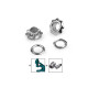 Eyelets / grommets with washer, inner ø5 mm / outer ø11 mm, flower - Nickel (300 Pairs) Eyelets / grommets with washer, inner ø5 mm / outer ø11 mm, flower - Nickel (300 Pairs)
