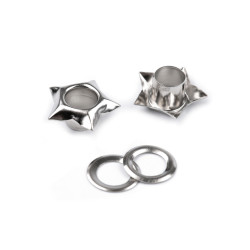 Eyelets / grommets with washer, inner ø5 mm / outer ø12.7 mm, star - Nickel (300 Pairs)