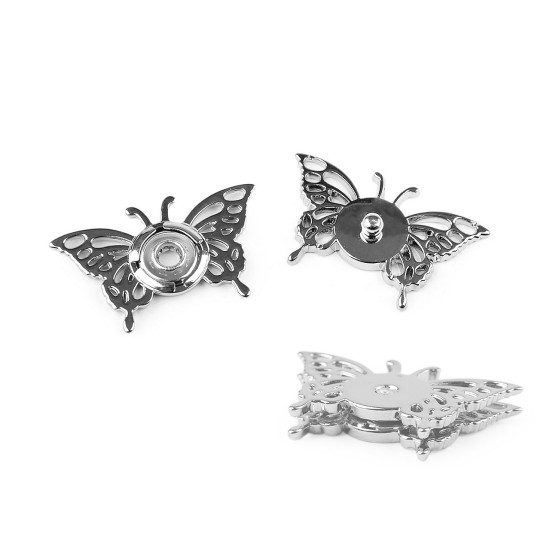 Decorative snaps / snap buttons, butterfly - Nickel (20 Pairs)
