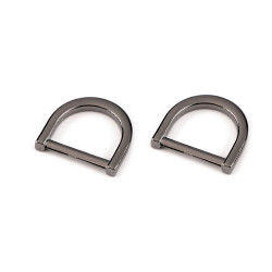 Anneau en d pour vêtements et accessoires, largeur 20 mm - Nickel noir (10 Pièces)