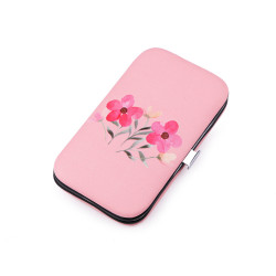 Astuccio per manicure, motivo: fiori - Rosa chiaro (1 Pezzo)