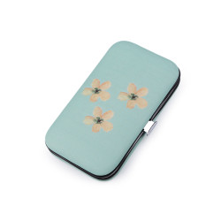 Astuccio per manicure, motivo: fiori - Menta (1 Pezzo)