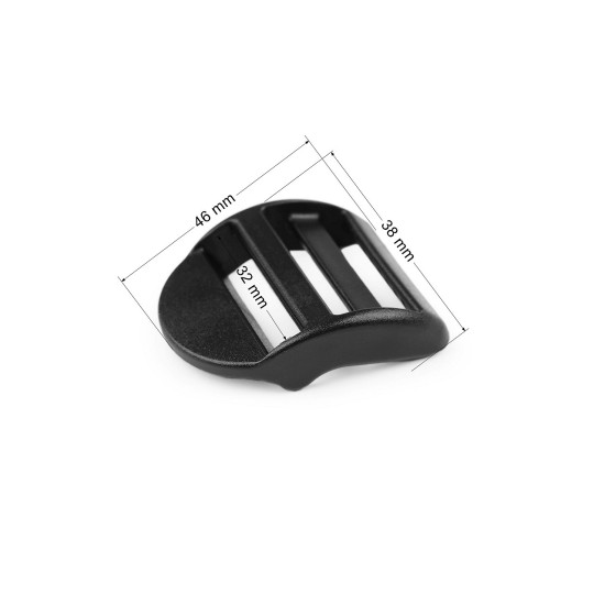 Plastic ladder lock slider / buckle webbing straps adjuster, width 32 mm - Black (150 Pieces) Plastic ladder lock slider / buckle webbing straps adjuster, width 32 mm - Black (150 Pieces)