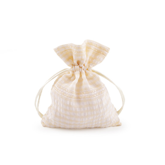 Checkered gift bag 10x13 cm - Lightbeige (1 Piece)