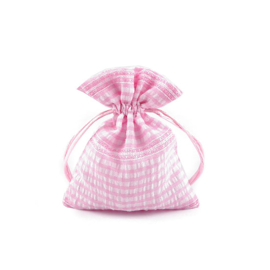 Checkered gift bag 10x13 cm - Lightbeige (1 Piece)