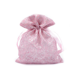 Woreczek podarunkowy 10x13 cm organza z brokatem - Stary róż (10 Sztuki)