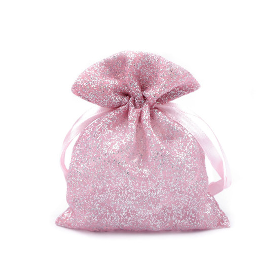 Woreczek podarunkowy 10x13 cm organza z brokatem - Srebrny jasny (10 Sztuki) Woreczek podarunkowy 10x13 cm organza z brokatem - Srebrny jasny (10 Sztuki)