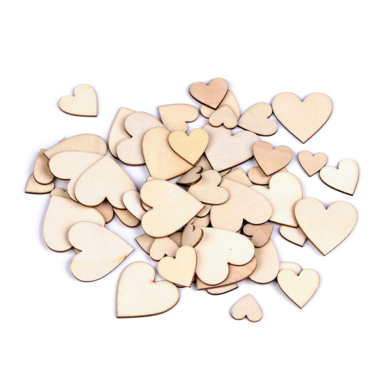 Wooden heart to glue-on / diy painting, mix of sizes - Ivory (1 Bag) Wooden heart to glue-on / diy painting, mix of sizes - Ivory (1 Bag)