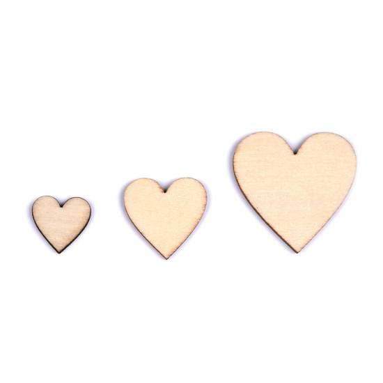 Wooden heart to glue-on / diy painting, mix of sizes - Ivory (1 Bag) Wooden heart to glue-on / diy painting, mix of sizes - Ivory (1 Bag)