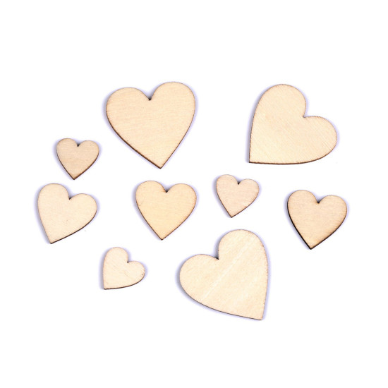 Wooden heart to glue-on / diy painting, mix of sizes - Ivory (1 Bag) Wooden heart to glue-on / diy painting, mix of sizes - Ivory (1 Bag)