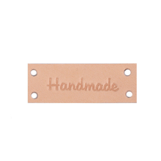 Bőr dísz címke / handmade, with love 16x44 mm - Barna (1 Darab) Bőr dísz címke / handmade, with love 16x44 mm - Barna (1 Darab)