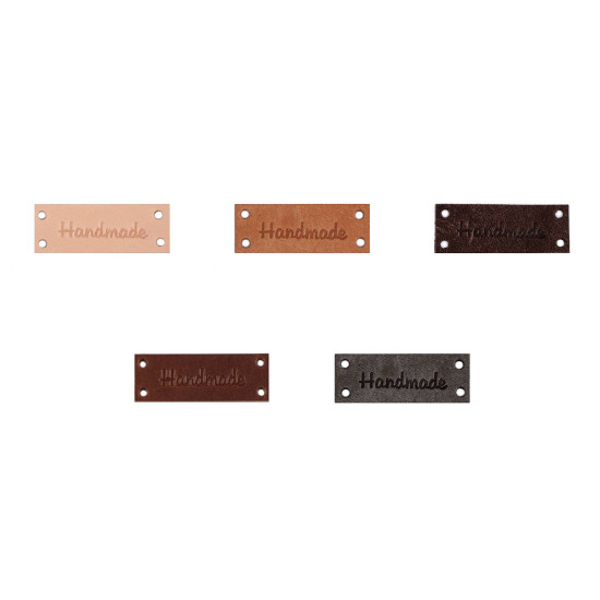 Bőr dísz címke / handmade, with love 16x44 mm - Barna (1 Darab) Bőr dísz címke / handmade, with love 16x44 mm - Barna (1 Darab)