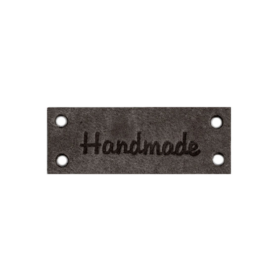 Bőr dísz címke / handmade, with love 16x44 mm - Barna (1 Darab) Bőr dísz címke / handmade, with love 16x44 mm - Barna (1 Darab)