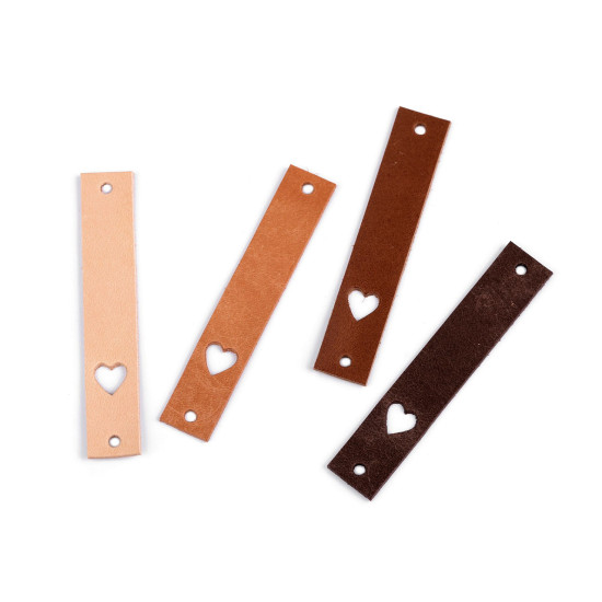 Bőr szív alakú cimke 12x70 mm - Barna (1 Darab) Bőr szív alakú cimke 12x70 mm - Barna (1 Darab)