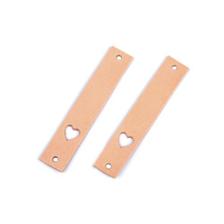 Etykietka / metka / ozdoba skórzana 12x70 mm serce - Naturalny jasny (1 Sztuka)