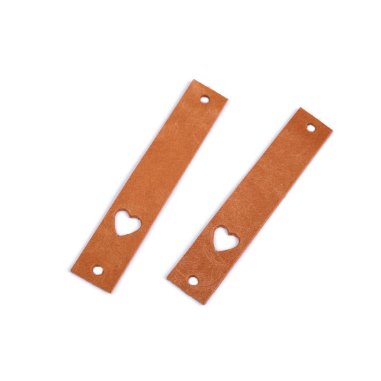 Bőr szív alakú cimke 12x70 mm - Barna (1 Darab) Bőr szív alakú cimke 12x70 mm - Barna (1 Darab)