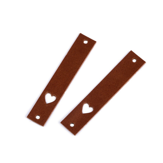 Bőr szív alakú cimke 12x70 mm - Barna (1 Darab) Bőr szív alakú cimke 12x70 mm - Barna (1 Darab)