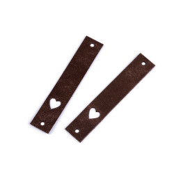 Etykietka / metka / ozdoba skórzana 12x70 mm serce - Brązowy (1 Sztuka)