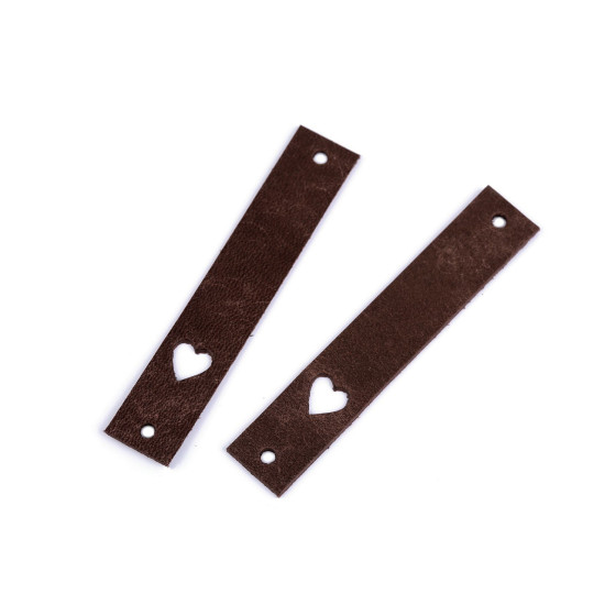 Bőr szív alakú cimke 12x70 mm - Barna (1 Darab) Bőr szív alakú cimke 12x70 mm - Barna (1 Darab)