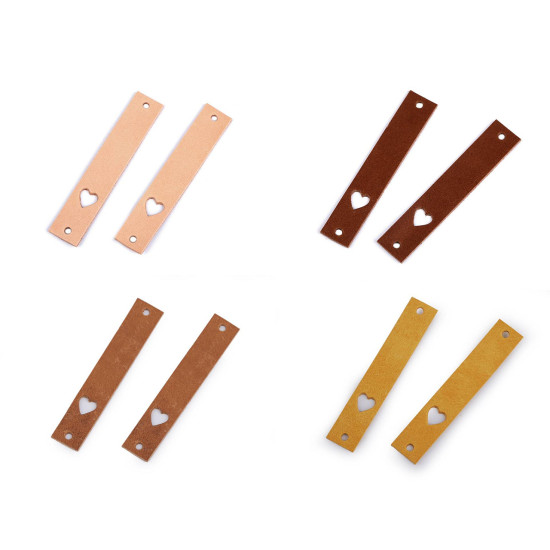 Bőr szív alakú cimke 12x70 mm - Barna (1 Darab) Bőr szív alakú cimke 12x70 mm - Barna (1 Darab)