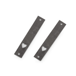 Etykietka / metka / ozdoba skórzana 12x70 mm serce - Szary (1 Sztuka)