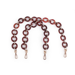 Asa/cadena con mosquetón para bolso, largo 50 cm - Rojo - marrón (2 Piezas)
