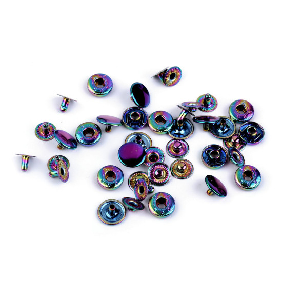 Metal snaps ø12 mm for medium-thick fabrics, rainbow - Multicolor (50 Sets) Metal snaps ø12 mm for medium-thick fabrics, rainbow - Multicolor (50 Sets)