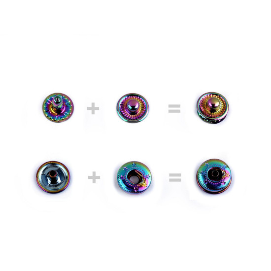 Metal snaps ø12 mm for medium-thick fabrics, rainbow - Multicolor (50 Sets) Metal snaps ø12 mm for medium-thick fabrics, rainbow - Multicolor (50 Sets)