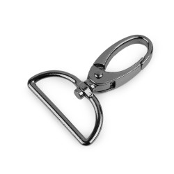 Karabińczyk metalowy z krętlikiem, otwór do przewlekania 32 mm - Czarny nikiel (1 Sztuka)