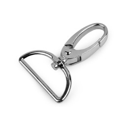 Karabińczyk metalowy z krętlikiem, otwór do przewlekania 32 mm - Nikiel (1 Sztuka)