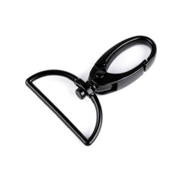 Karabińczyk metalowy z krętlikiem, otwór do przewlekania 32 mm - Czarny lakier (1 Sztuka)