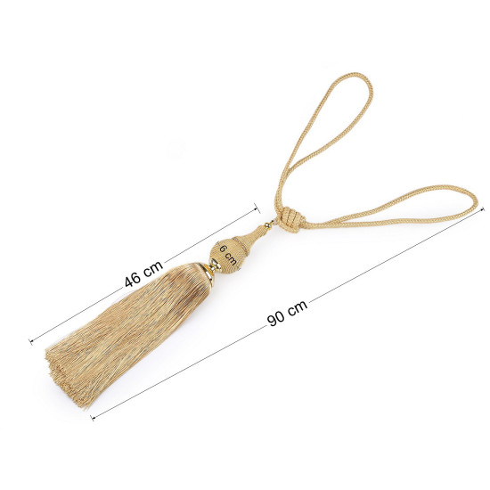 Großer raffhalter/schnur für vorhänge mit steinchen - Dunkel-gold (1 Stück) Großer raffhalter/schnur für vorhänge mit steinchen - Dunkel-gold (1 Stück)