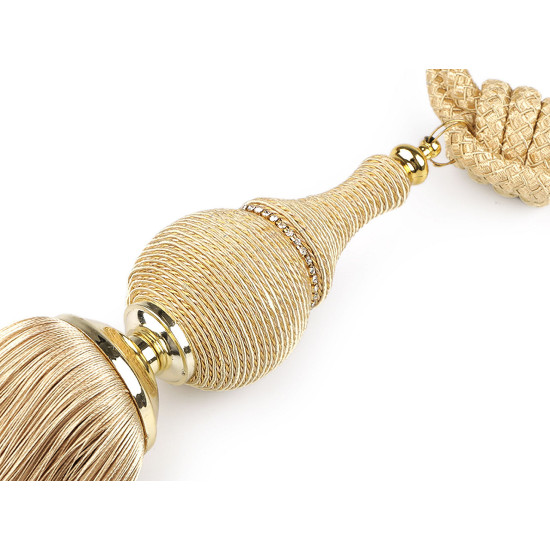 Großer raffhalter/schnur für vorhänge mit steinchen - Dunkel-gold (1 Stück) Großer raffhalter/schnur für vorhänge mit steinchen - Dunkel-gold (1 Stück)