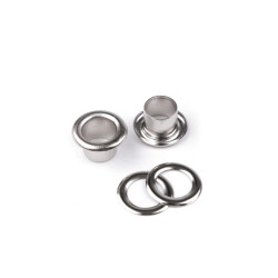 Eyelets / grommets & washer, inner ø8 mm / outer ø14 mm - Nickel (100 Pairs)