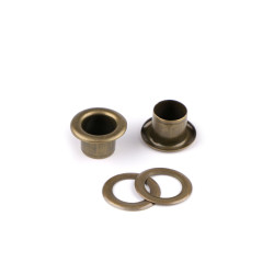 Eyelets / grommets & washer, inner ø8 mm / outer ø14 mm - Vintage brass (100 Pairs)