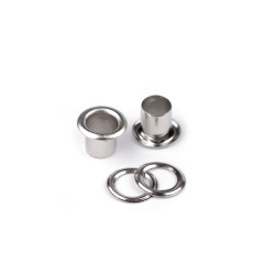 Eyelets / grommets & washer, inner ø6 mm / outer ø11 mm - Nickel (100 Pairs)