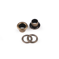 Eyelets / grommets & washer, inner ø6 mm / outer ø11 mm - Vintage brass (100 Pairs)