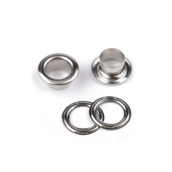 Eyelets / grommets & washer, inner ø10 mm / outer ø17 mm - Nickel (100 Pairs)