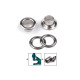 Eyelets / grommets & washer, inner ø10 mm / outer ø17 mm - Nickel (20 Pairs) Eyelets / grommets & washer, inner ø10 mm / outer ø17 mm - Nickel (20 Pairs)