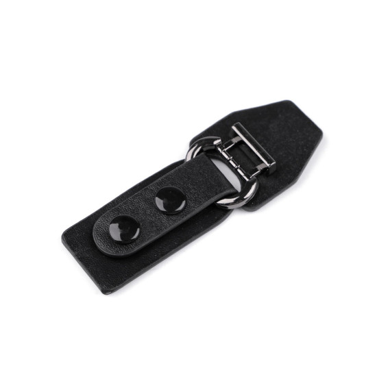 Eco leather fastening 3.3x9 cm - Black (1 Pair)