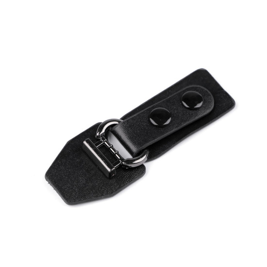 Eco leather fastening 3.3x9 cm - Black (1 Pair)