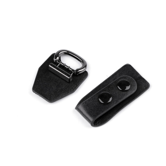Eco leather fastening 3.3x9 cm - Black (1 Pair)