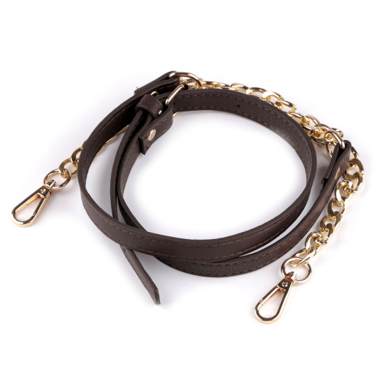 Eco leather strap / handle with chain and carabiners for handbag, width 1.5 cm - Grey (6 Pieces) Eco leather strap / handle with chain and carabiners for handbag, width 1.5 cm - Grey (6 Pieces)
